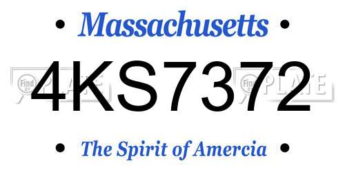 4KS7372 Massachusetts License Plate