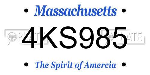 4KS985 Massachusetts License Plate