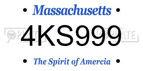 4KS999 Massachusetts License Plate