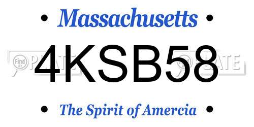 4KSB58 Massachusetts License Plate