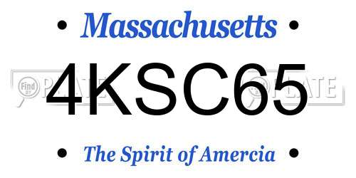 4KSC65 Massachusetts License Plate