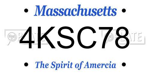 4KSC78 Massachusetts License Plate