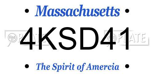4KSD41 Massachusetts License Plate