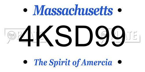 4KSD99 Massachusetts License Plate