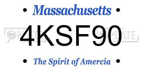 4KSF90 Massachusetts License Plate