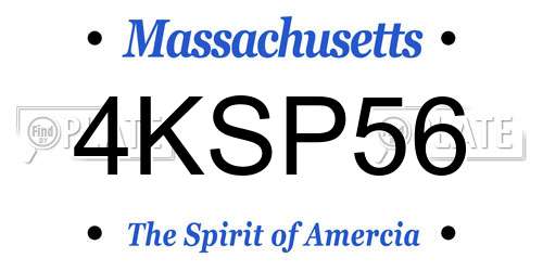 4KSP56 Massachusetts License Plate