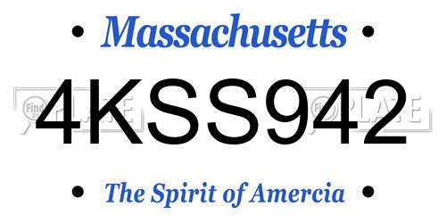 4KSS942 Massachusetts License Plate