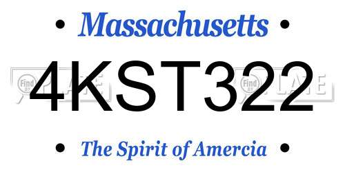 4KST322 Massachusetts License Plate