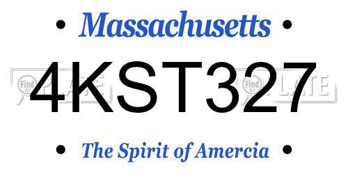 4KST327 Massachusetts License Plate