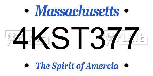4KST377 Massachusetts License Plate