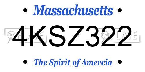 4KSZ322 Massachusetts License Plate