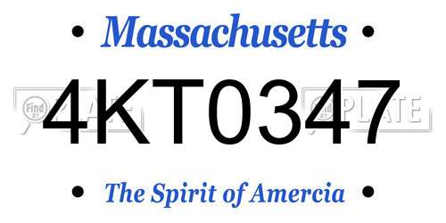 4KT0347 Massachusetts License Plate
