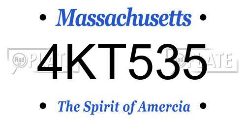 4KT535 Massachusetts License Plate