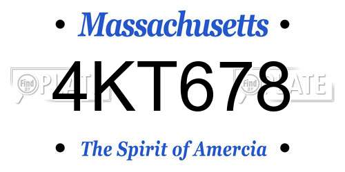 4KT678 Massachusetts License Plate