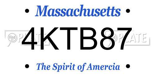 4KTB87 Massachusetts License Plate
