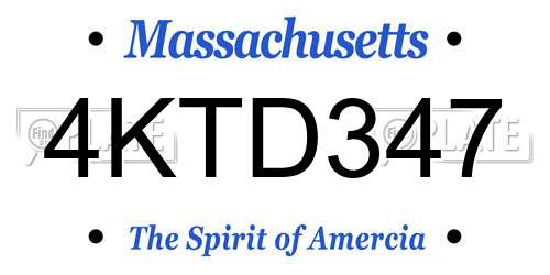 4KTD347 Massachusetts License Plate