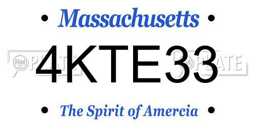 4KTE33 Massachusetts License Plate
