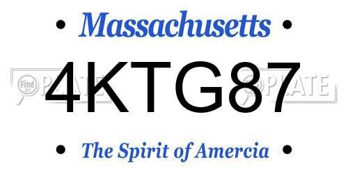 4KTG87 Massachusetts License Plate