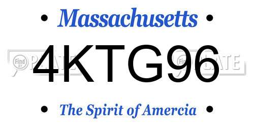 4KTG96 Massachusetts License Plate