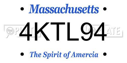 4KTL94 Massachusetts License Plate