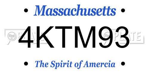 4KTM93 Massachusetts License Plate