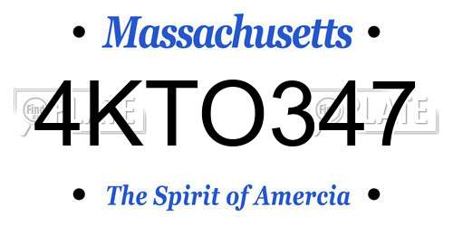 4KTO347 Massachusetts License Plate