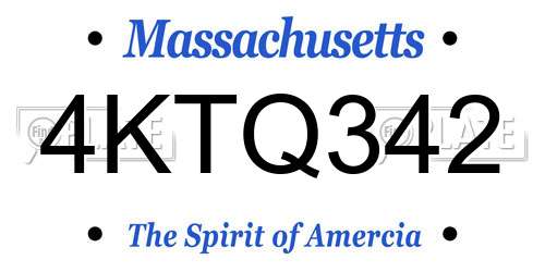 4KTQ342 Massachusetts License Plate