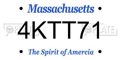 4KTT71 Massachusetts License Plate