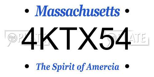 4KTX54 Massachusetts License Plate