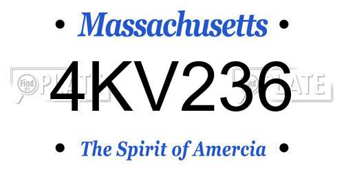 4KV236 Massachusetts License Plate