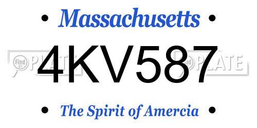 4KV587 Massachusetts License Plate