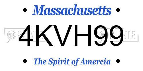 4KVH99 Massachusetts License Plate