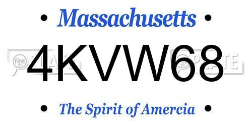 4KVW68 Massachusetts License Plate