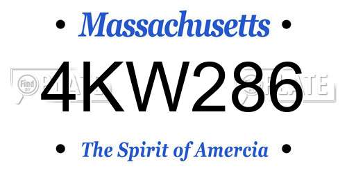 4KW286 Massachusetts License Plate