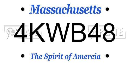 4KWB48 Massachusetts License Plate
