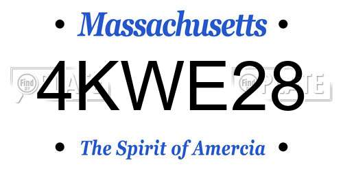 4KWE28 Massachusetts License Plate