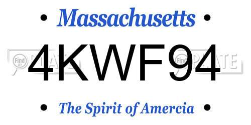 4KWF94 Massachusetts License Plate