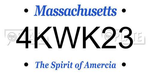 4KWK23 Massachusetts License Plate