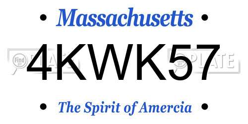 4KWK57 Massachusetts License Plate
