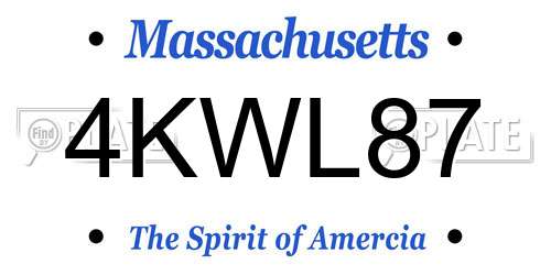 4KWL87 Massachusetts License Plate