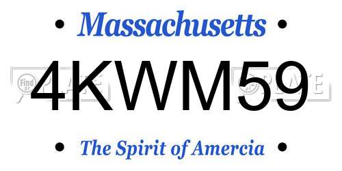 4KWM59 Massachusetts License Plate
