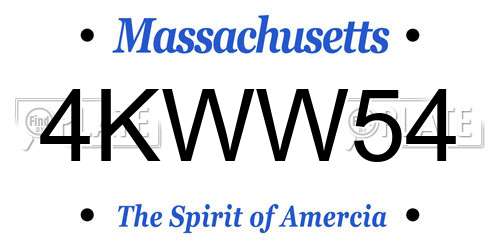 4KWW54 Massachusetts License Plate