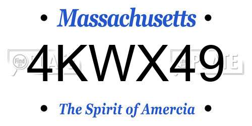4KWX49 Massachusetts License Plate