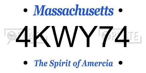 4KWY74 Massachusetts License Plate