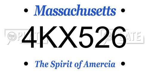 4KX526 Massachusetts License Plate