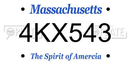 4KX543 Massachusetts License Plate