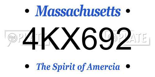4KX692 Massachusetts License Plate