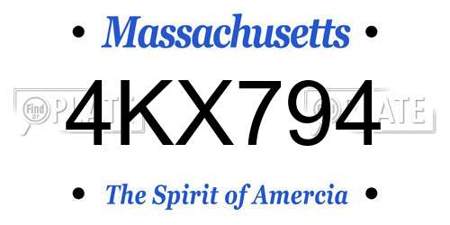 4KX794 Massachusetts License Plate