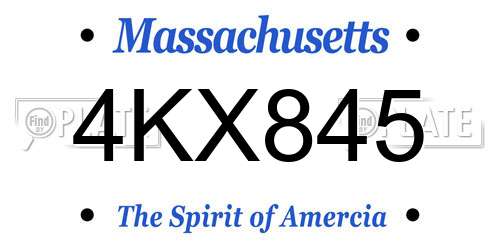4KX845 Massachusetts License Plate