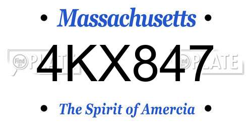 4KX847 Massachusetts License Plate